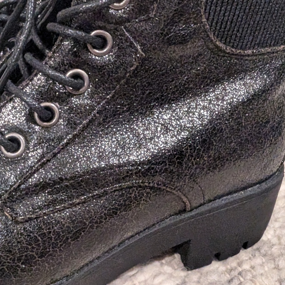 NWT Seven7 Jadon Combat Boots Textured Black Shiny - Picture 7 of 9